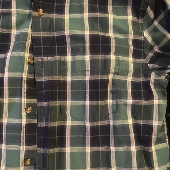 Old navy men’s medium green and dark blue button up - Picture 2 of 3
